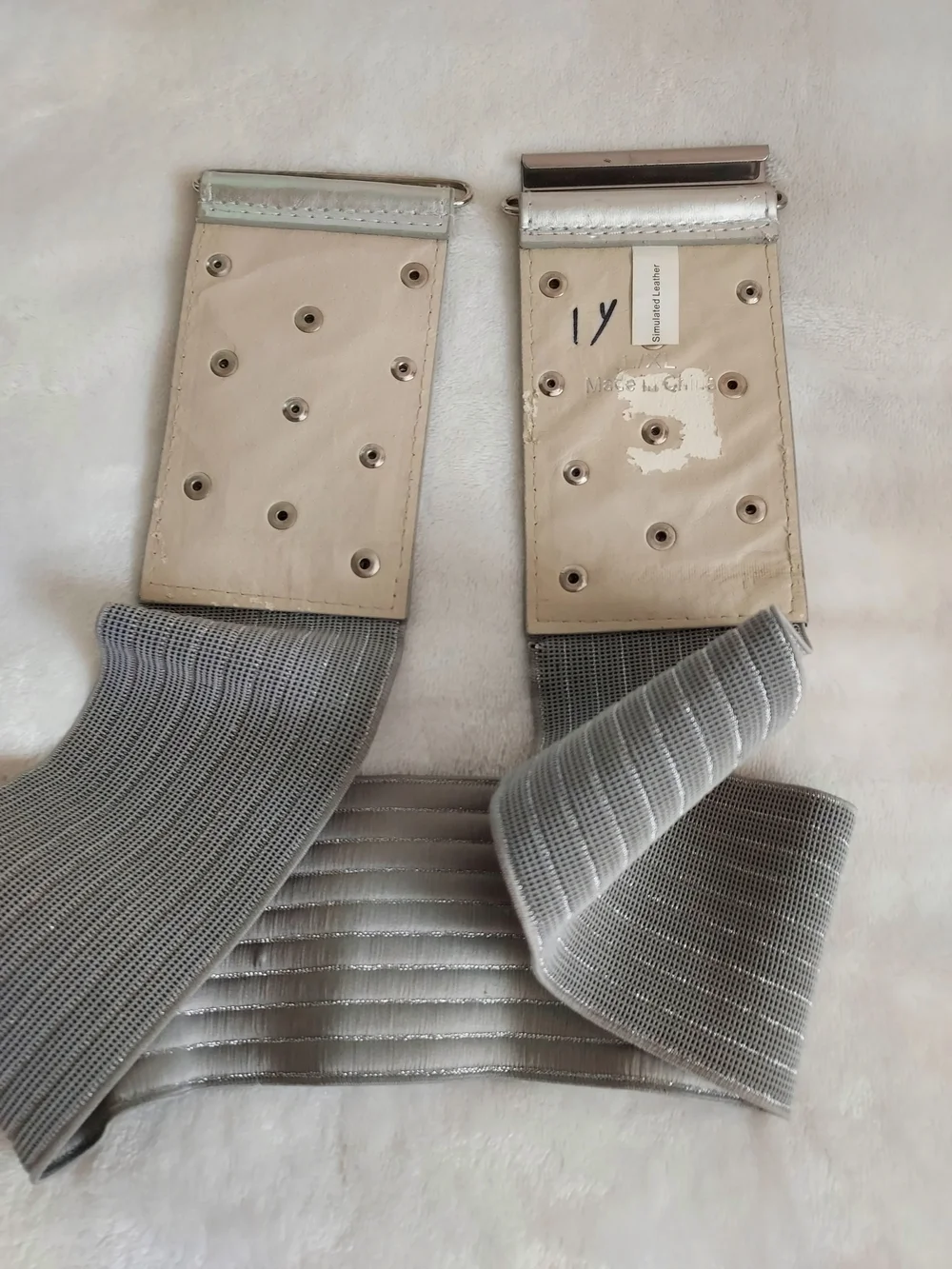 Wide Silver Elastic Fasion Waist Belt with Stud Accents Chic Y2K